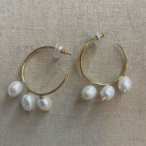 Elegant Gold Pearl Hoop Earrings